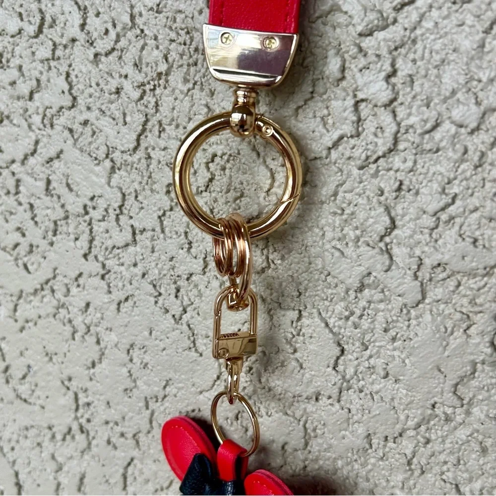Adorable Red & Black Minnie Leather Keychain/Bag Charm